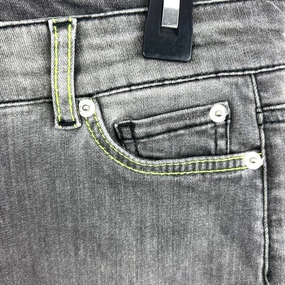 Marc Cain Women’s 2 Gray Skinny Ankle Jeans Green Stitch Roll Cuff Denim - Picture 5 of 8